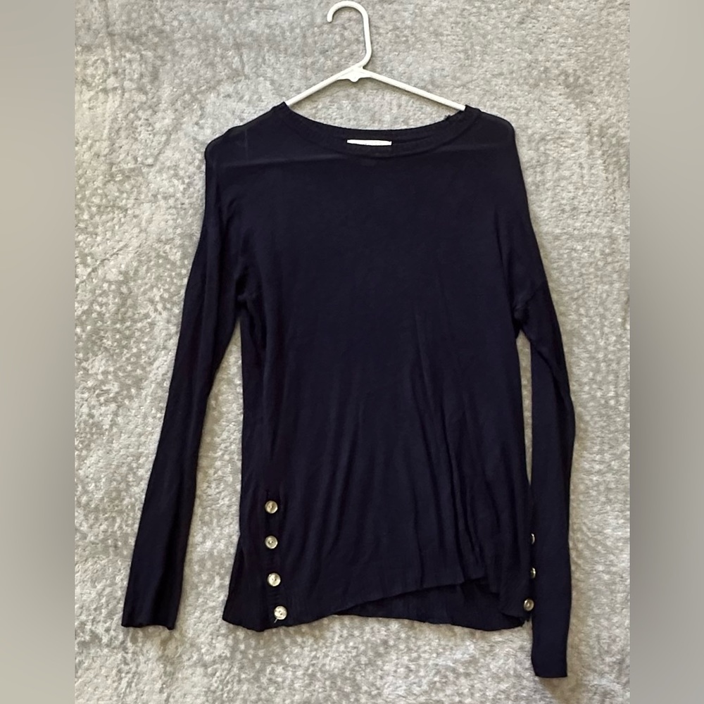 Deep navy sweater with button embellishment